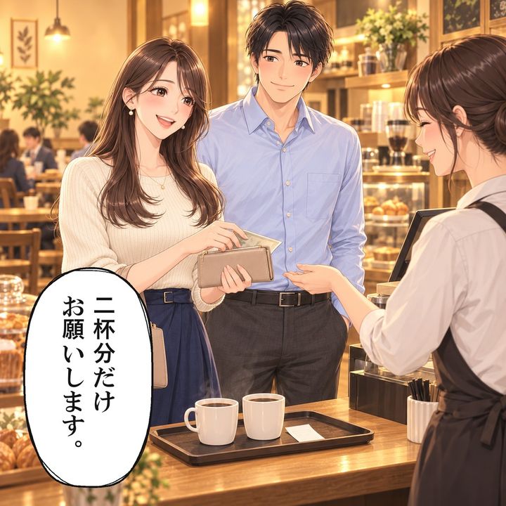 次は別会計と決め、夫婦は自分たちの二杯分だけを払います。