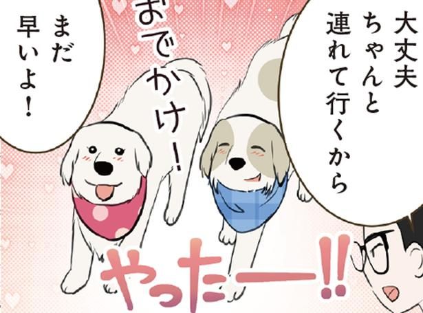 お出かけを察知した大型犬。テンションが上がりすぎた結果 （C）今日のルンルン、ゆに／KADOKAWA
