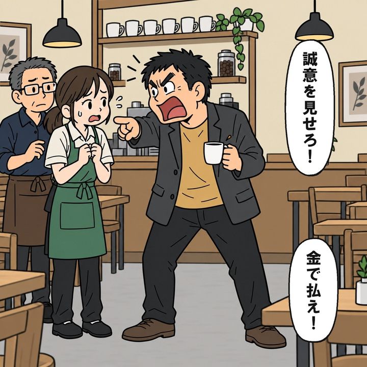 追加の誠意を迫られ、後ろのお客様の会計まで止まります。