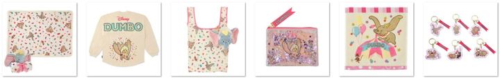 DISNEY DUMBO 85TH ANNIVERSARYのブランケット、長袖Tシャツ、エコバッグ、ポーチ、ミニタオル、シークレットキーチェーン