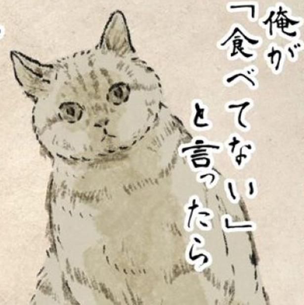 俺が「食べてない」と言ったら食べてない 画像提供：(C)キジネコ様(@Motidukineko)