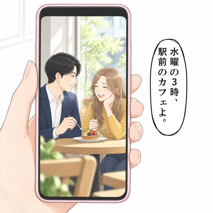 彼に向けた画面には、水曜に友人が撮った写真がありました