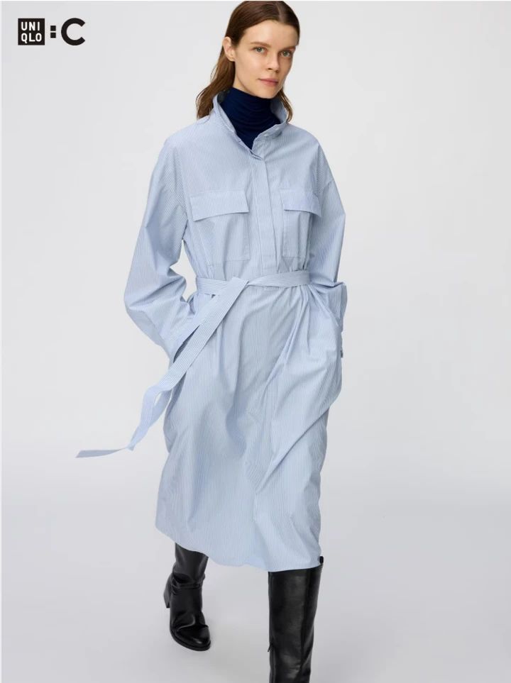 【UNIQLO : C 2026年秋新作】コットンスタンドカラーワンピース｜157cmの着回し3選_1