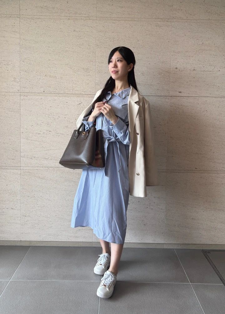 【UNIQLO : C 2026年秋新作】コットンスタンドカラーワンピース｜157cmの着回し3選_7