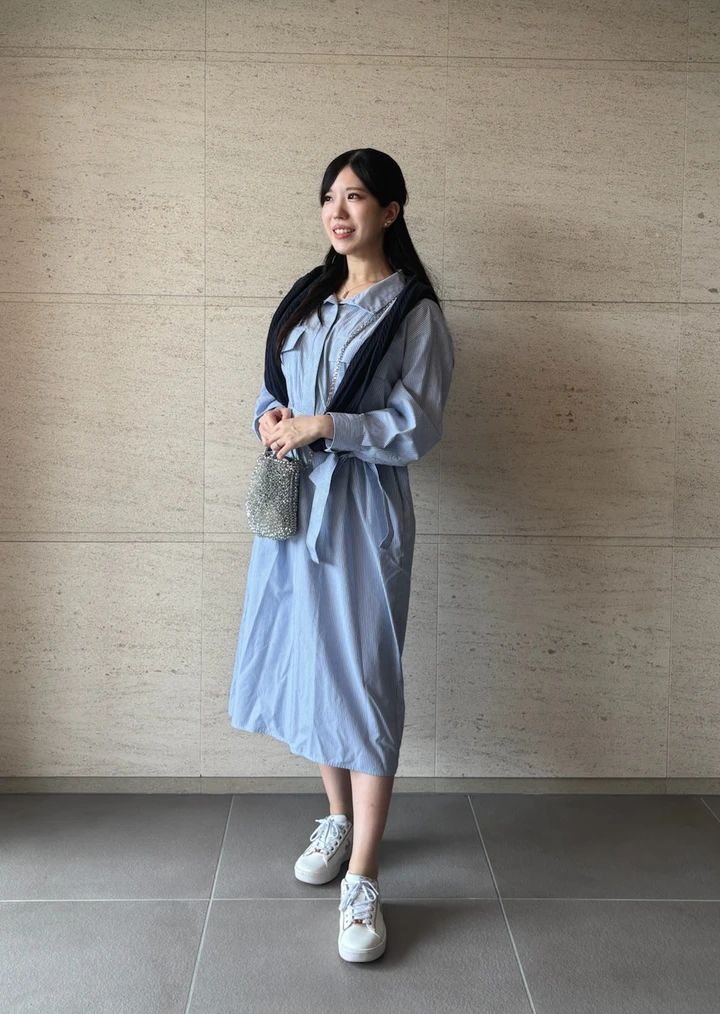 【UNIQLO : C 2026年秋新作】コットンスタンドカラーワンピース｜157cmの着回し3選_6