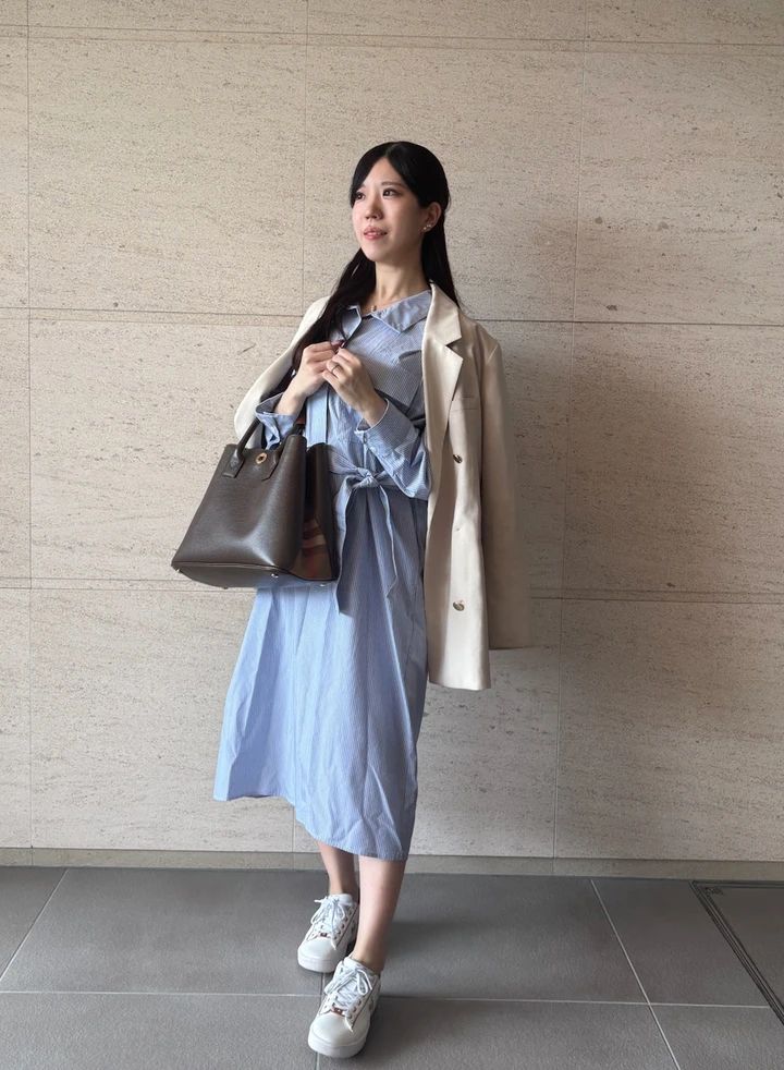 【UNIQLO : C 2026年秋新作】コットンスタンドカラーワンピース｜157cmの着回し3選_10