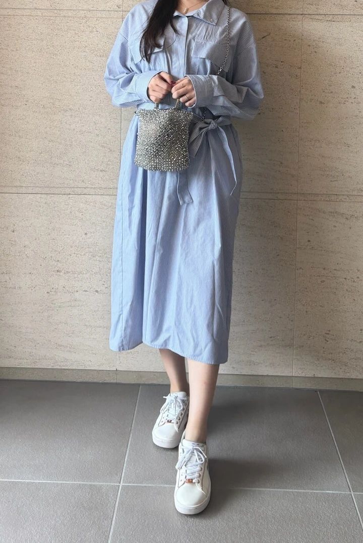【UNIQLO : C 2026年秋新作】コットンスタンドカラーワンピース｜157cmの着回し3選_2