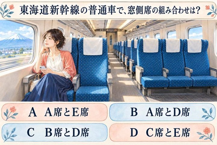 【生活雑学テスト】東海道新幹線の普通車、窓側席の組み合わせはどれ？