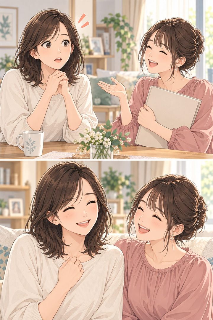 後日、結婚式の準備をする妹と話す女性を描いた漫画