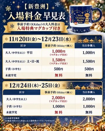 東京クリスマスマーケット2026の事前予約開始！２つの会場を巡ることで重なるマグカップにも注目