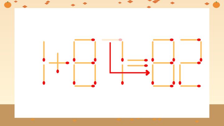 【マッチ棒クイズ】1本だけ動かして正しい式に：1+87=92？の解答画像