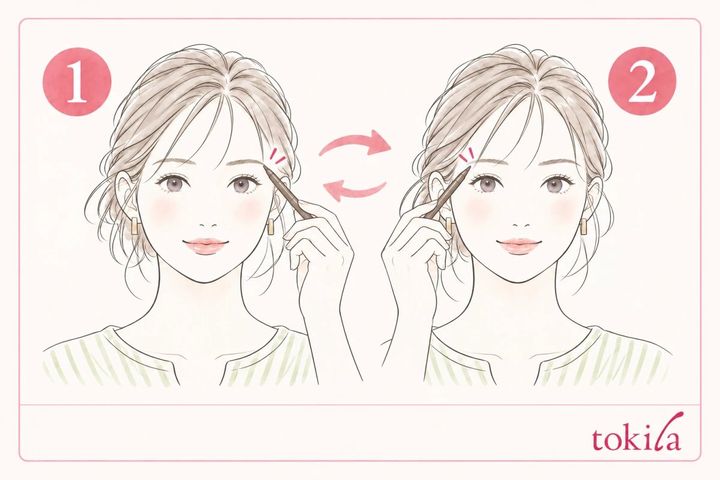 片側を完成させず、左右の眉尻を交互に調整する手順