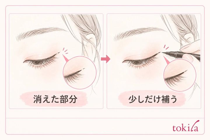 消えた短いラインだけをつなぎ、全体を太くしない図