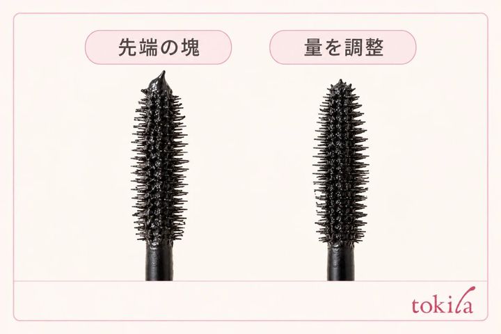 ブラシ先端にたまった液を調整する比較イメージ