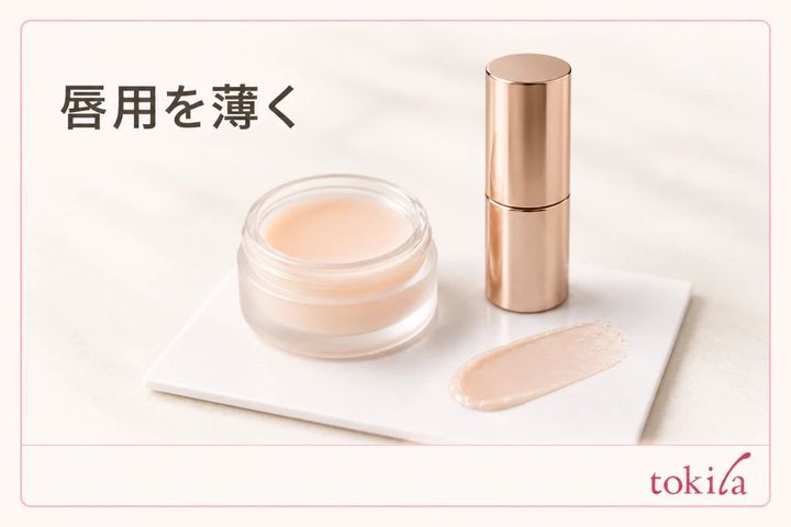唇用の下地を薄く使うイメージ