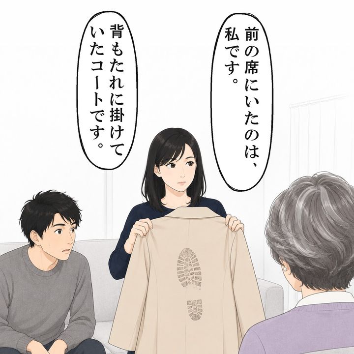 広げたコートの背中には、大きな靴底の跡が残っていました