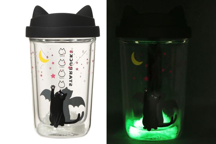 「ハロウィン2026 ダブルウォール耐熱グラスカップキャットグローインザダーク」355ml 3700円