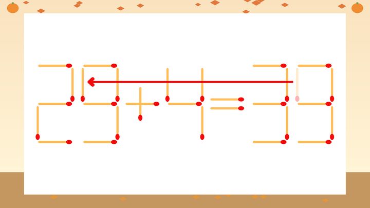 【マッチ棒クイズ】1本だけ動かして正しい式に：23+4=39？の解答画像