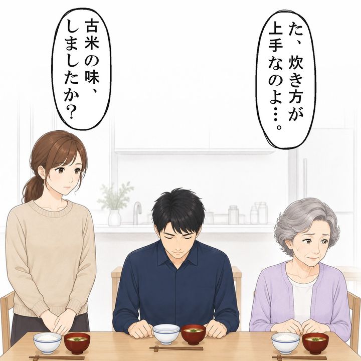 古米の味かと聞くと、義母は目を泳がせて黙り込みました