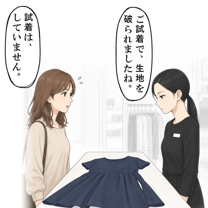 母に贈ったワンピースが裂けていて、交換を頼みました