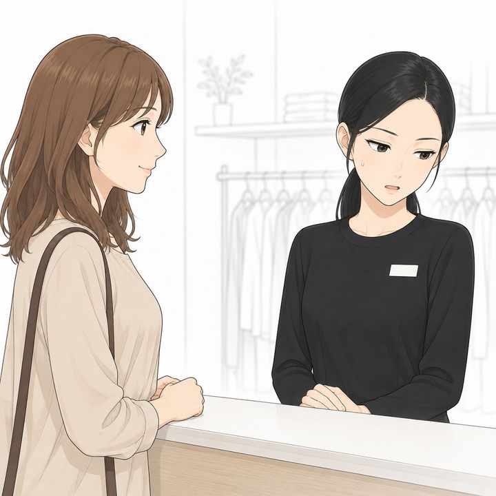 【漫画】「ご試着で、生地を破られましたね」母への贈り物の交換を拒み、私を覚えていると言い張る店員が伝票の控えで沈黙