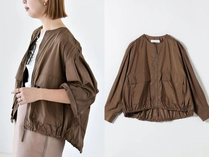 画像: 「LIMONTA EAST ノーカラー ドロスト ブルゾン」￥15,950 出典：カランシエル