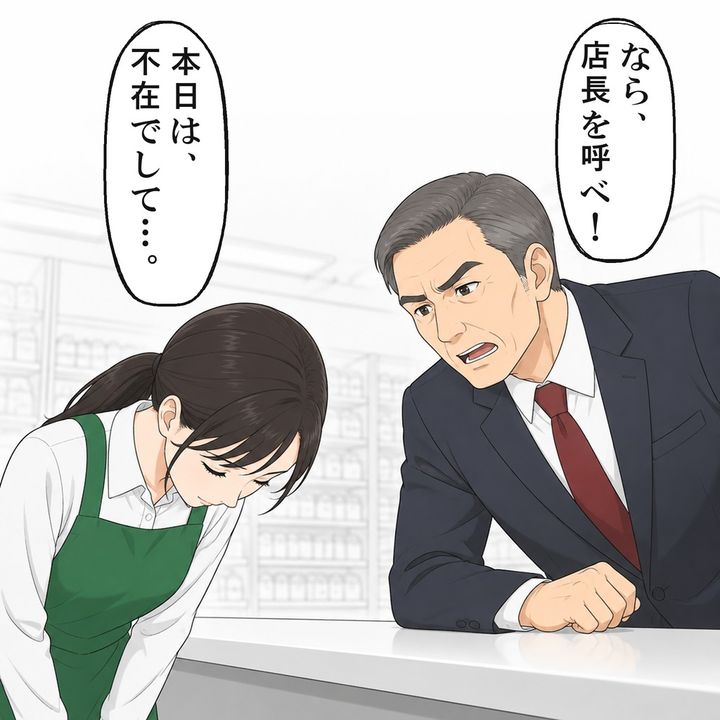 店長は不在で、私は頭を下げ続けるほかありません