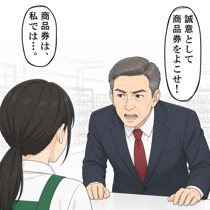 男性は交換だけでは許さず、誠意として商品券を求めました