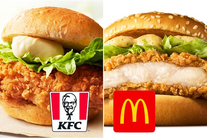 ケンタッキーとマクドナルドが、それぞれ鶏もも肉のバーガーを近日発売！