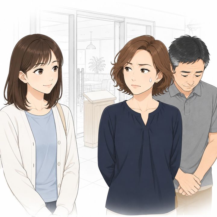 【漫画】「30分前から待ってたのよ！」人気店で私の順番を横取りする夫婦。だが、奥様の手元を指さすと慌てて退散