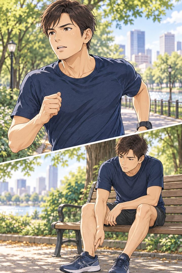 ジョギングとその後の変化を考える男性を描いた漫画アイキャッチ