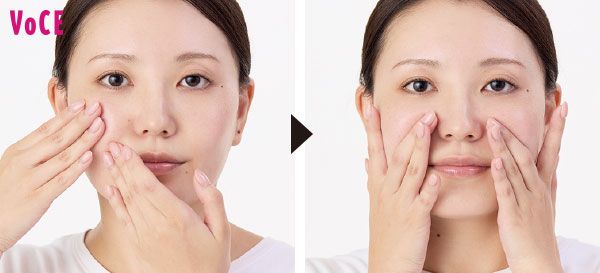 ほうれい線が気になる人は、シワを広げて塗り、固定して5秒キープ