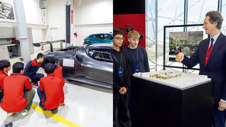 次世代メカニック育成プログラム「フェラーリ・テック・タレント」の授業の様子、ジョン・エルカーン フェラ−リ会長