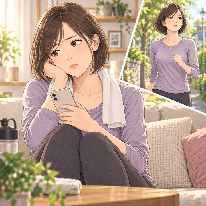 減量に取り組みながら一人で過ごす時間に孤独を感じた女性の漫画