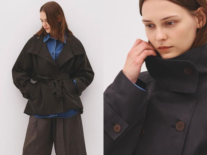 画像: 「ファンネルネックショートトレンチコート」￥39,600 出典：パブリック トウキョウ