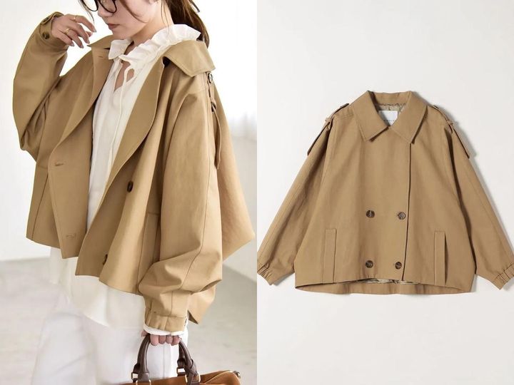 画像: 「ドルマンスリーブ ショート トレンチ コート」￥18,150 出典：カランシエル