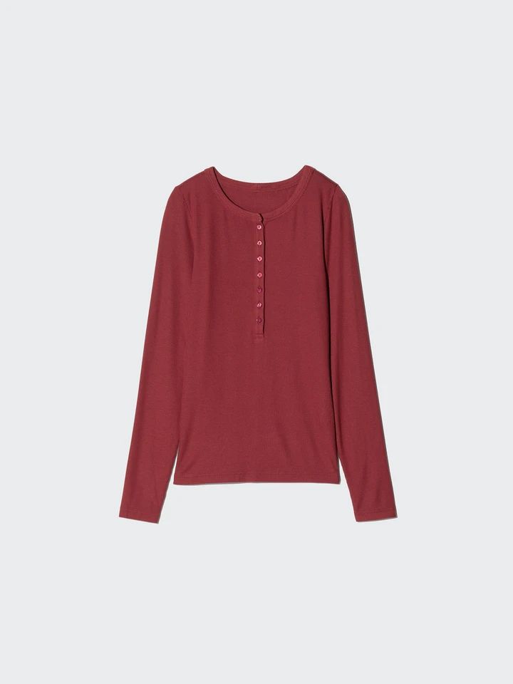 極暖ヒートテックカシミヤブレンドリブヘンリーネックT￥3990（プリンセス タム・タム）