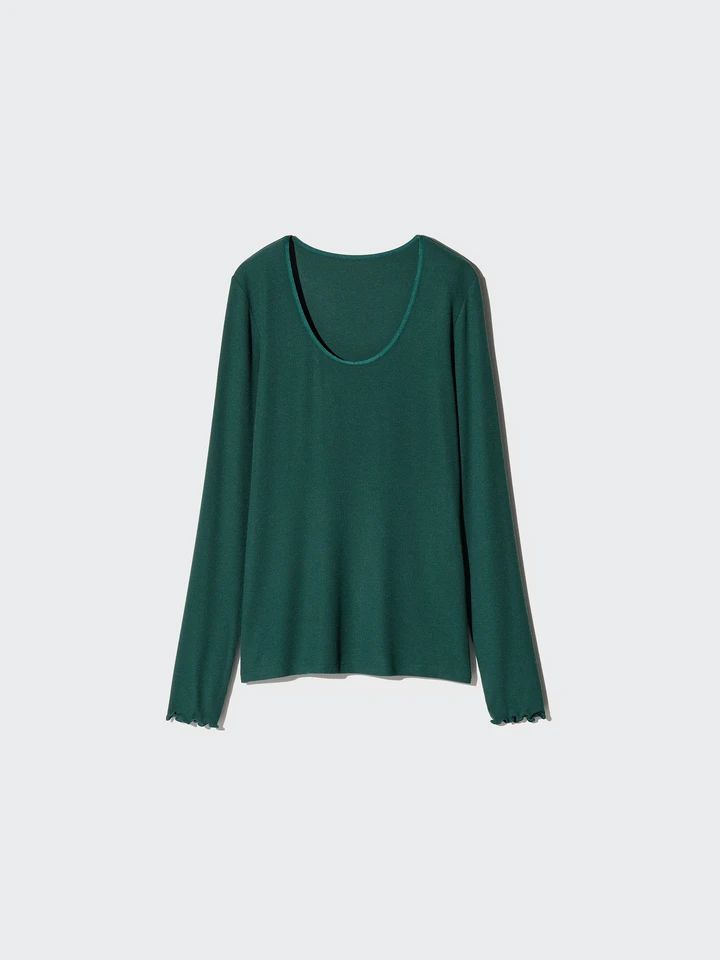 極暖ヒートテックカシミヤブレンドリブUネックT￥2990（プリンセス タム・タム）
