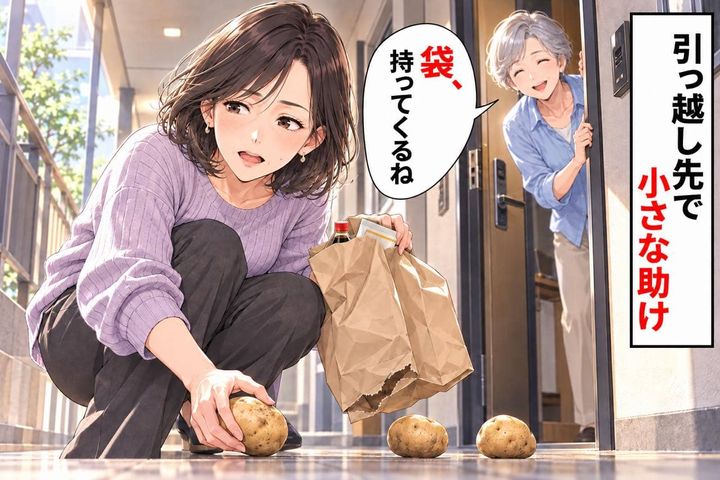 「袋、持ってくるね」引っ越し先で買い物袋が破れた私。挨拶だけだった隣人と会話が増えたある日の午後