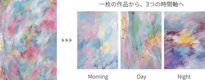 Passageの原画とMorning、Day、Nightの3つの構図