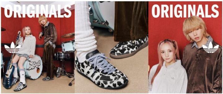 adidas Originalsのベロア衣料とアニマル柄シューズの秋冬ビジュアル