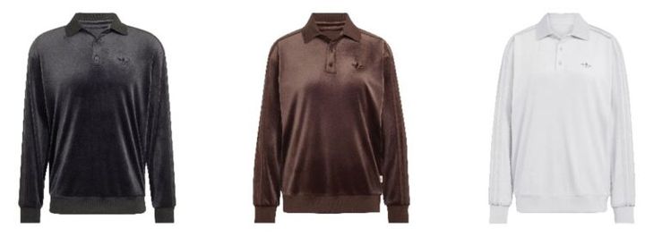 U VELOUR LS POLOのBLACK、DARK BROWN、LGH SOLIDGREY