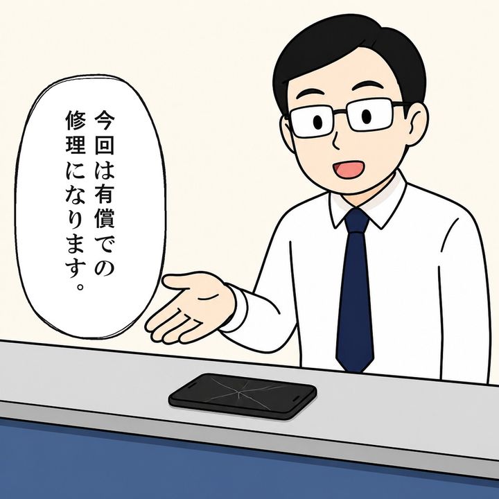 店長は状態を確認して有償での修理と伝えます