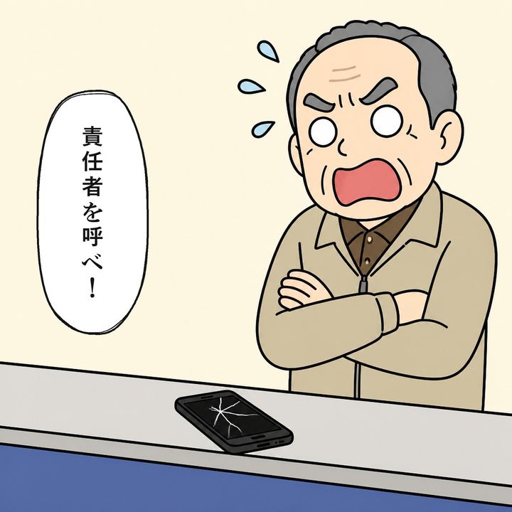 男性は説明を聞かず責任者を呼ぶよう怒鳴ります