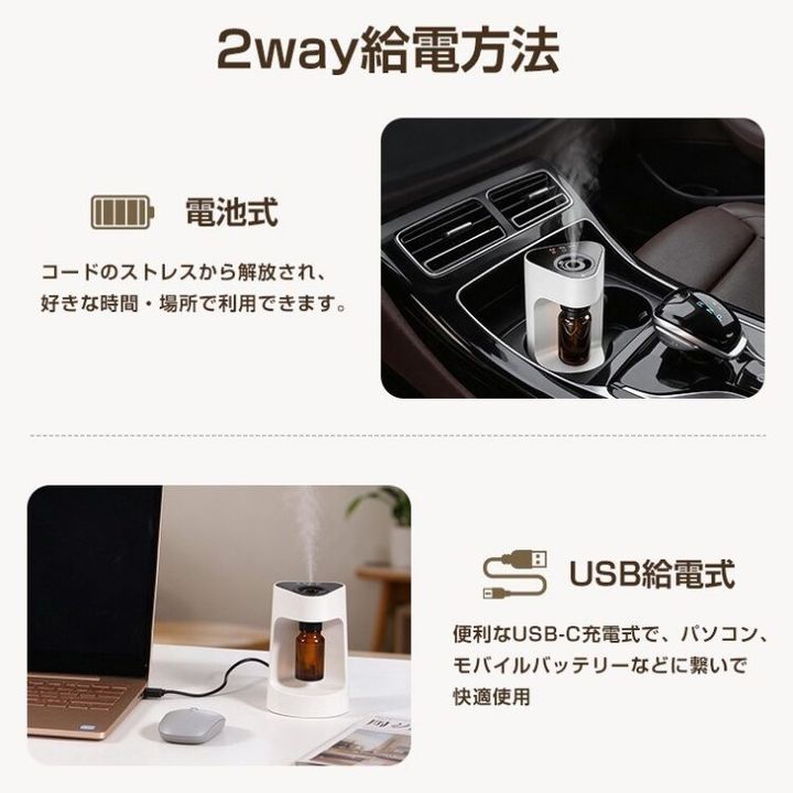 乾電池での車内使用とUSBでの卓上使用