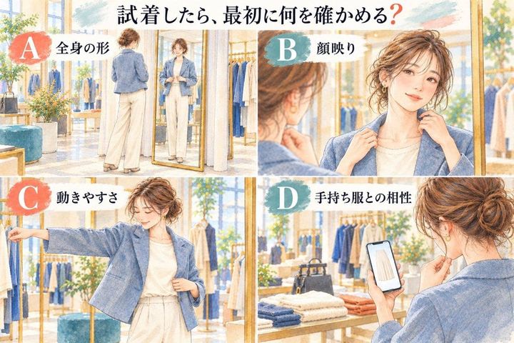 【心理テスト】洋服を試着したら、まず最初に何を確かめる？