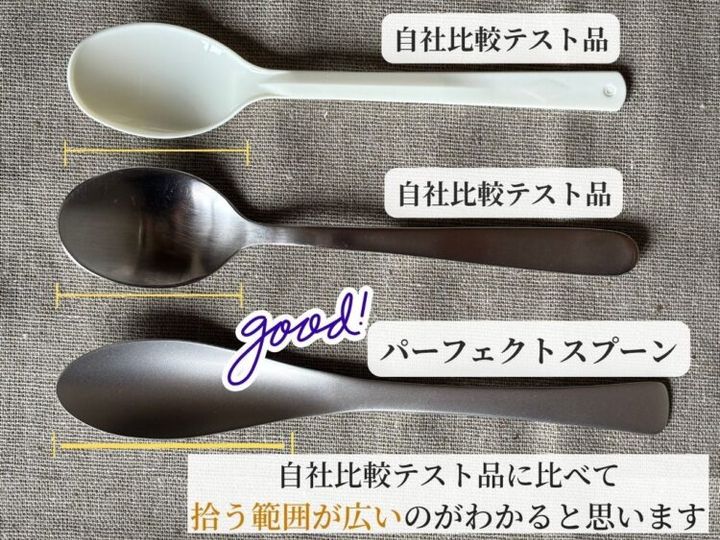 パーフェクトスプーンと自社比較テスト品の形状