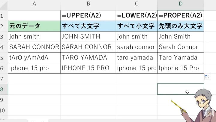 PROPER関数で単語の先頭のみ大文字化