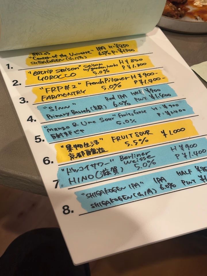 Interplayのビールメニュー