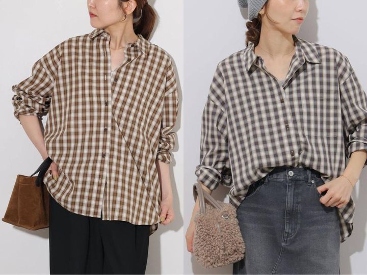画像: 「ルーズコットンチェックシャツ」各￥10,450 出典：ジャーナル スタンダード レリューム